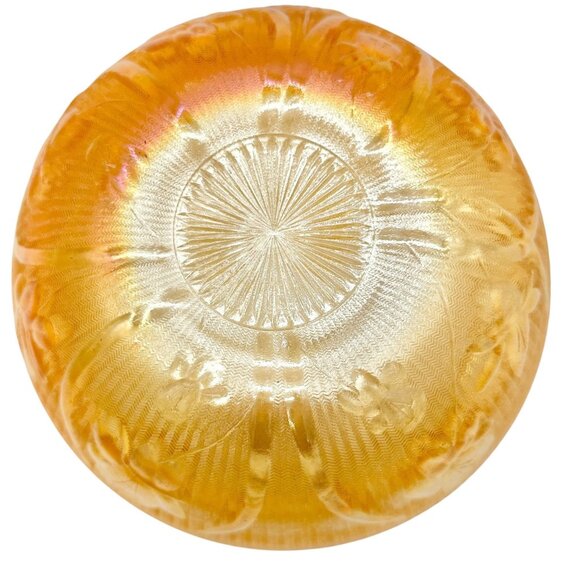 Jeannette Iris & Herringbone Marigold Bowl 8 inch Carnival Glass - Picture 4 of 6